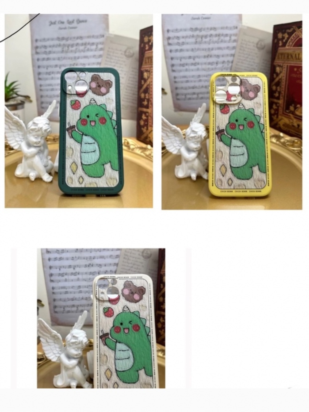 3 items.iphone14 /14plus/14pro/14promax cartoon case,cute Dinosaur case